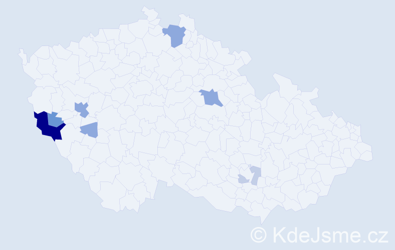 Příjmení: 'Tulačka', počet výskytů 24 v celé ČR