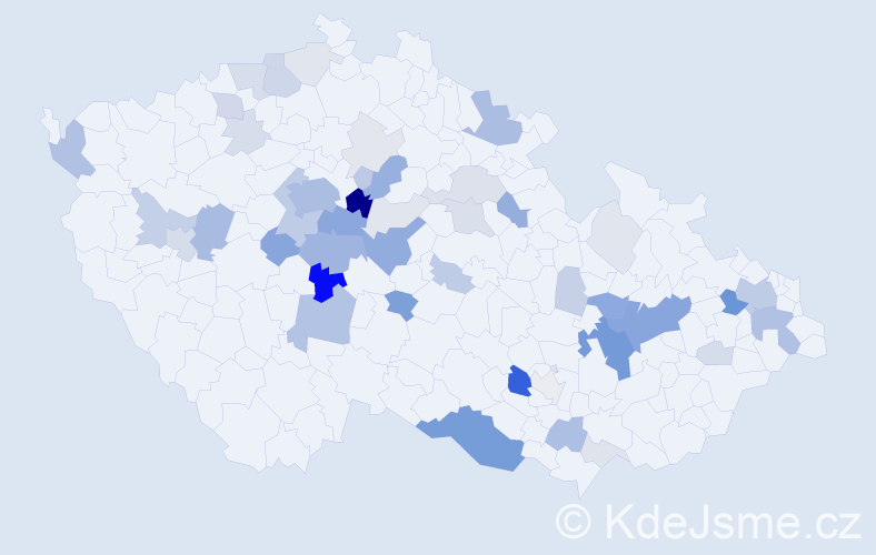 Příjmení: 'Dlabal', počet výskytů 180 v celé ČR
