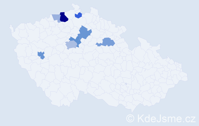 Příjmení: 'Vitvera', počet výskytů 23 v celé ČR