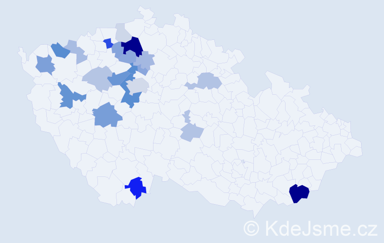 Příjmení: 'Knechtl', počet výskytů 61 v celé ČR