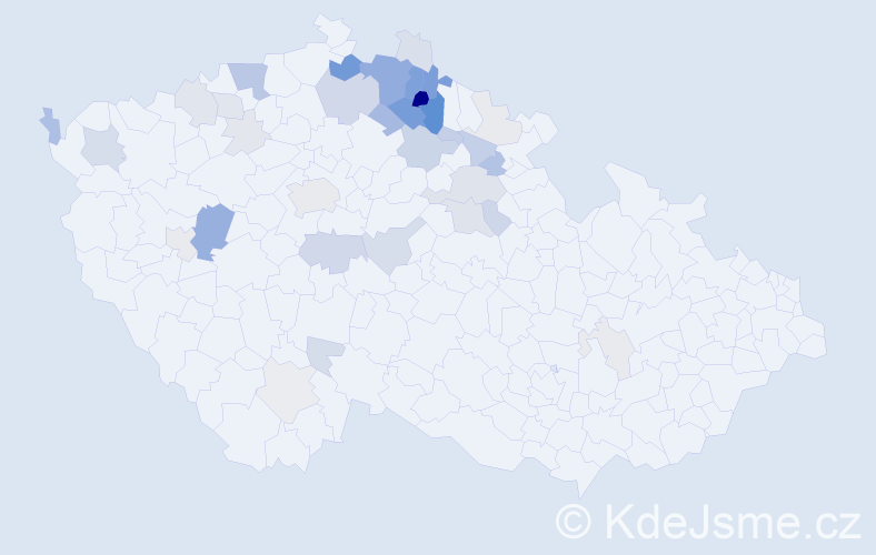 Příjmení: 'Matěchová', počet výskytů 135 v celé ČR