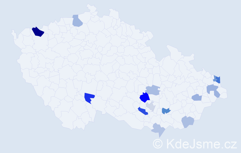 Příjmení: 'Pálešová', počet výskytů 29 v celé ČR