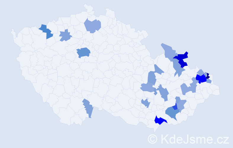 Příjmení: 'Mokrášová', počet výskytů 69 v celé ČR