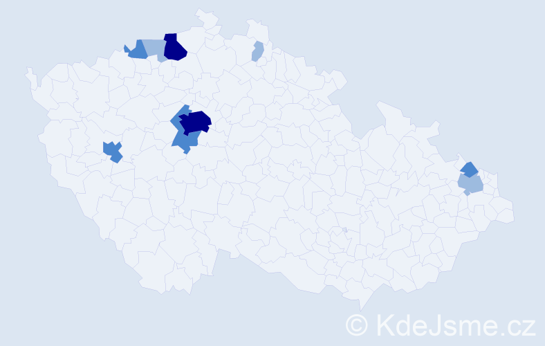 Příjmení: 'Vrchotková', počet výskytů 19 v celé ČR