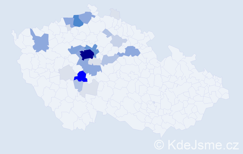 Příjmení: 'Kváča', počet výskytů 110 v celé ČR