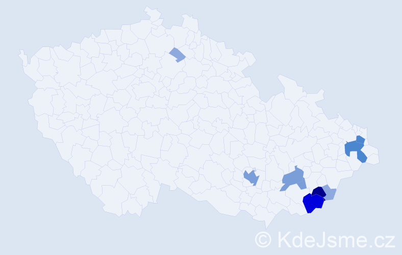 Příjmení: 'Hetmer', počet výskytů 27 v celé ČR