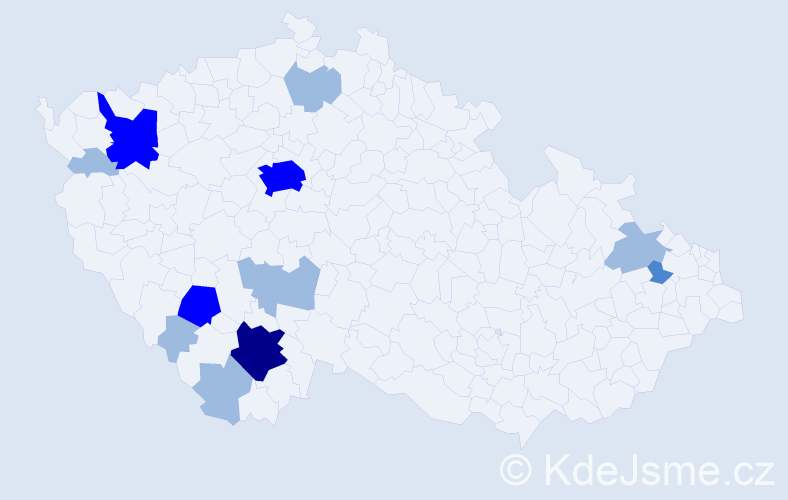 Příjmení: 'Churáň', počet výskytů 23 v celé ČR