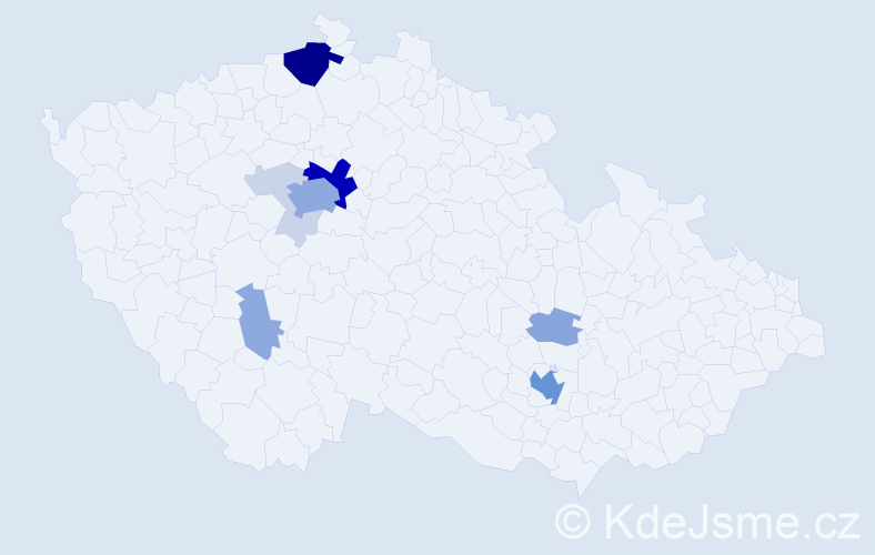 Příjmení: 'Chábek', počet výskytů 39 v celé ČR