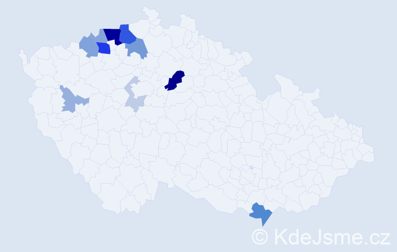 Příjmení: 'Tausche', počet výskytů 34 v celé ČR