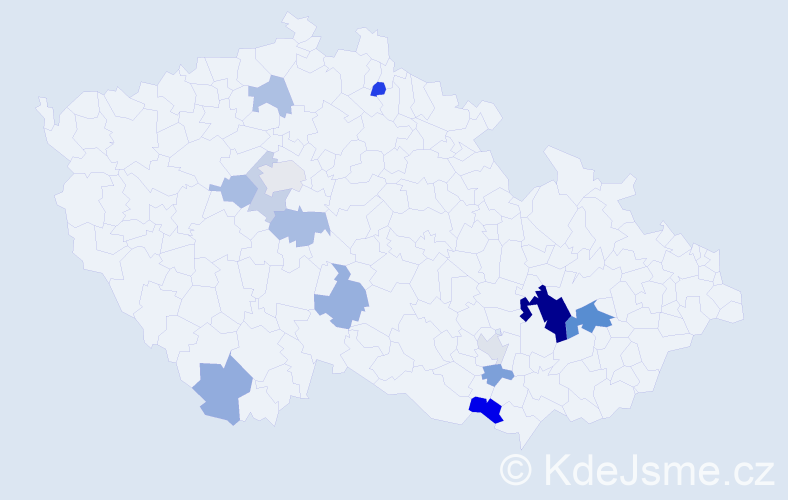 Příjmení: 'Crhanová', počet výskytů 27 v celé ČR