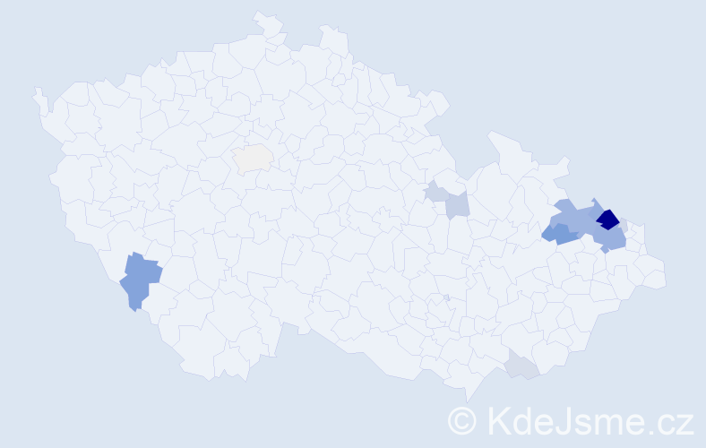 Příjmení: 'Gajdečka', počet výskytů 57 v celé ČR