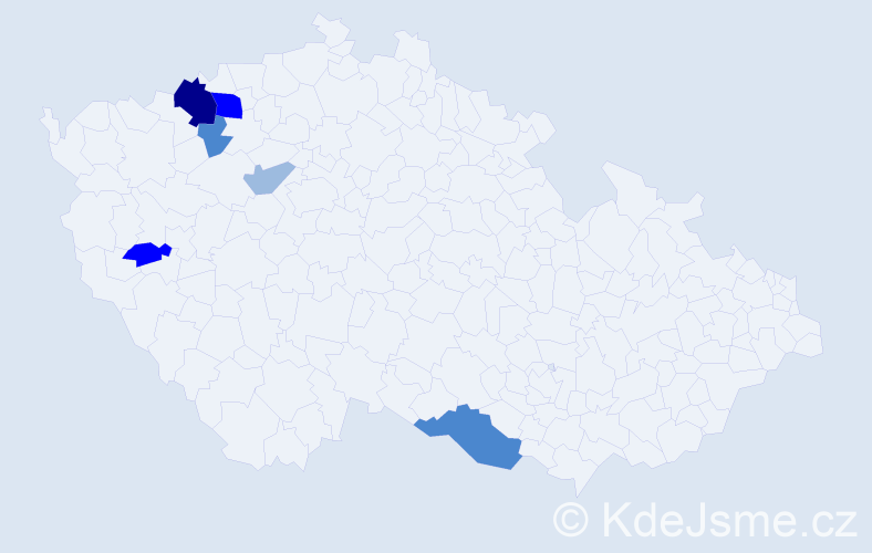 Příjmení: 'Papranec', počet výskytů 15 v celé ČR