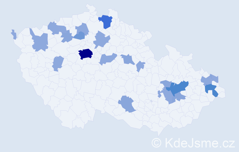 Příjmení: 'Birčák', počet výskytů 50 v celé ČR