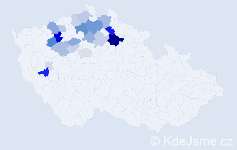 Příjmení: 'Vokráčková', počet výskytů 38 v celé ČR