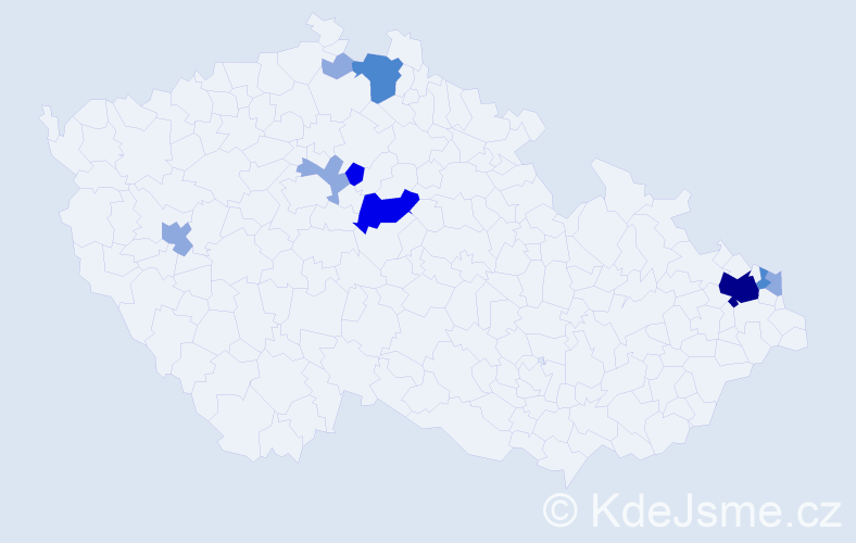 Příjmení: 'Medlen', počet výskytů 26 v celé ČR