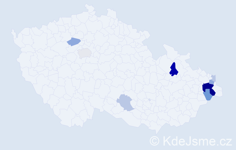 Příjmení: 'Korneta', počet výskytů 21 v celé ČR