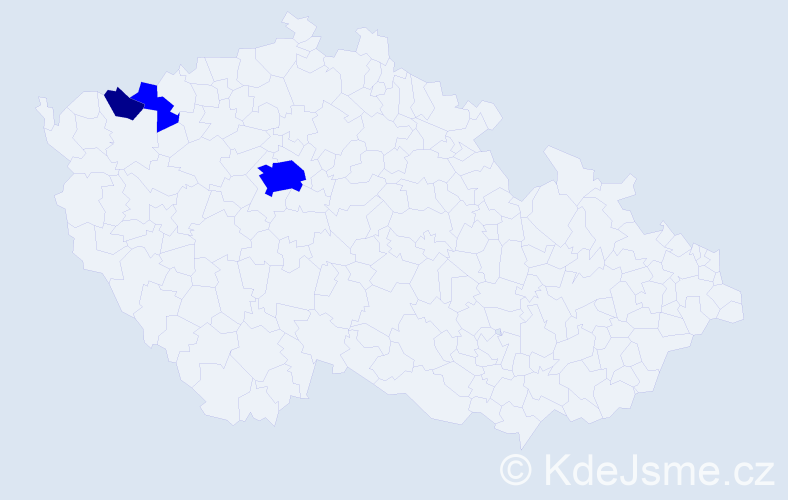 Příjmení: 'Hamánek', počet výskytů 4 v celé ČR
