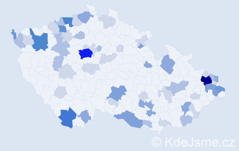 Příjmení: 'Masár', počet výskytů 153 v celé ČR