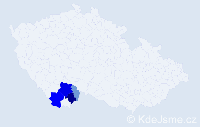 Příjmení: 'Bedlán', počet výskytů 17 v celé ČR