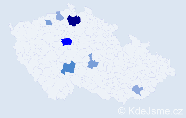 Příjmení: 'Poppr', počet výskytů 21 v celé ČR