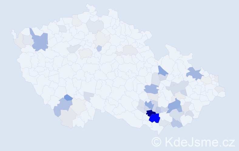 Příjmení: 'Nádeníček', počet výskytů 207 v celé ČR