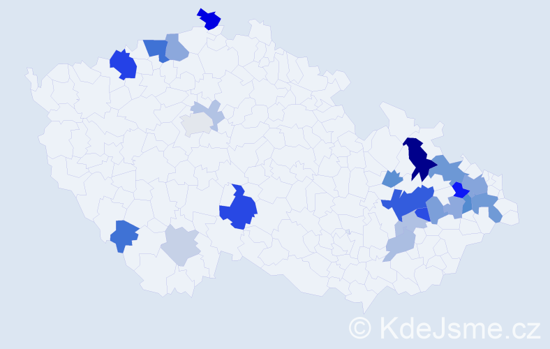 Příjmení: 'Rajčan', počet výskytů 55 v celé ČR