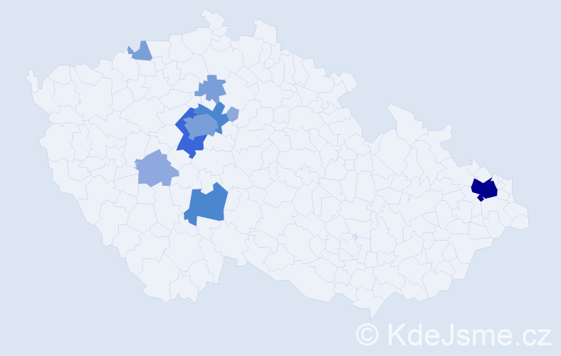 Příjmení: 'Koktanová', počet výskytů 25 v celé ČR