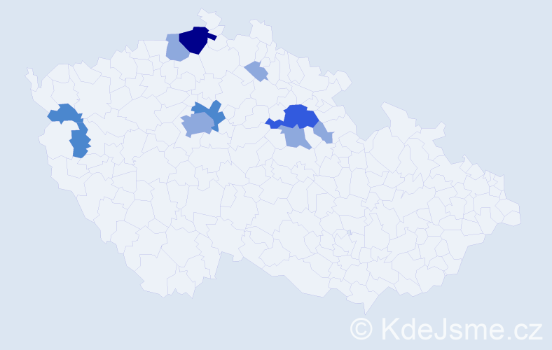 Příjmení: 'Mydlochová', počet výskytů 19 v celé ČR