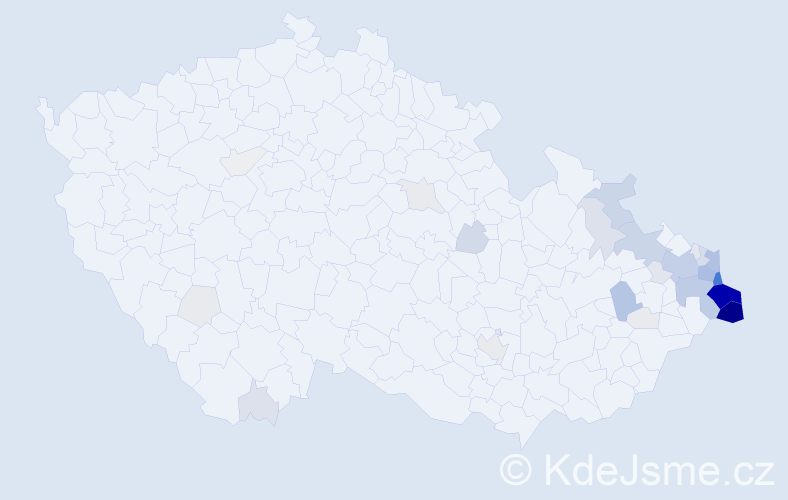 Příjmení: 'Poloková', počet výskytů 202 v celé ČR