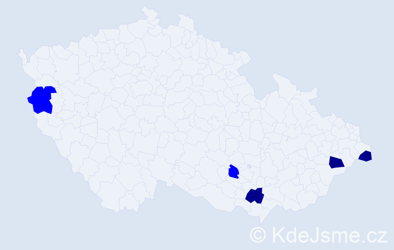 Příjmení: 'Mydlo', počet výskytů 8 v celé ČR