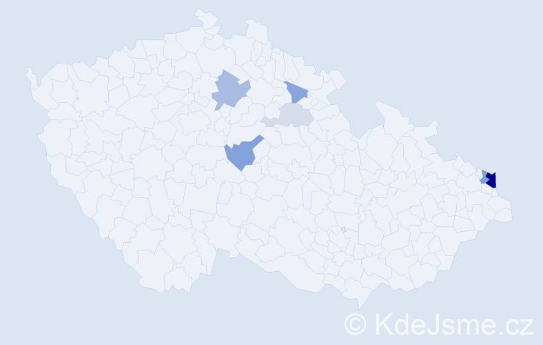 Příjmení: 'Dˇbrowski', počet výskytů 19 v celé ČR