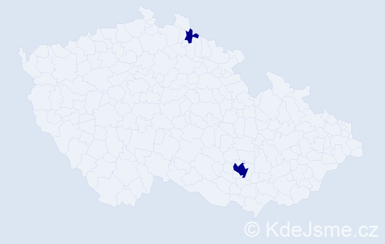 Příjmení: 'Kebelešová', počet výskytů 2 v celé ČR