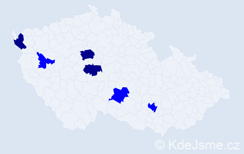 Příjmení: 'Botev', počet výskytů 9 v celé ČR