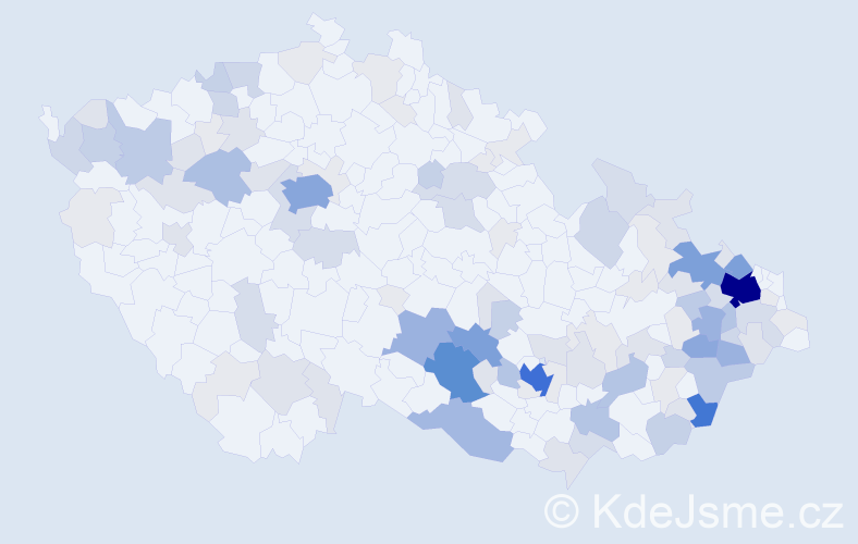 Příjmení: 'Tvarůžková', počet výskytů 447 v celé ČR