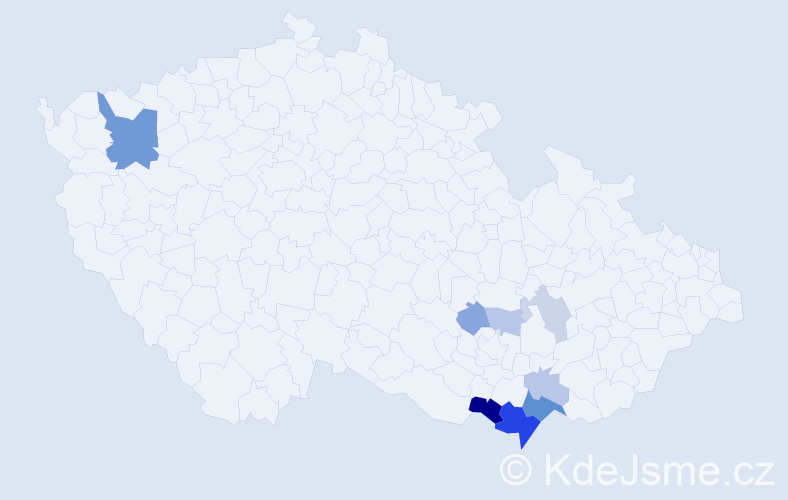 Příjmení: 'Poňuchálková', počet výskytů 21 v celé ČR