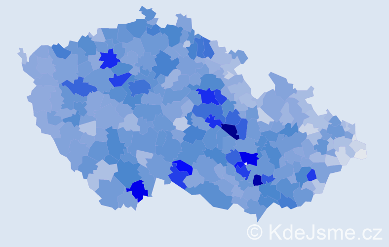 Příjmení: 'Kučerová', počet výskytů 15724 v celé ČR