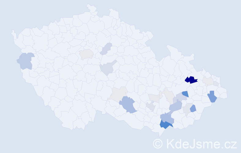 Příjmení: 'Kopl', počet výskytů 106 v celé ČR