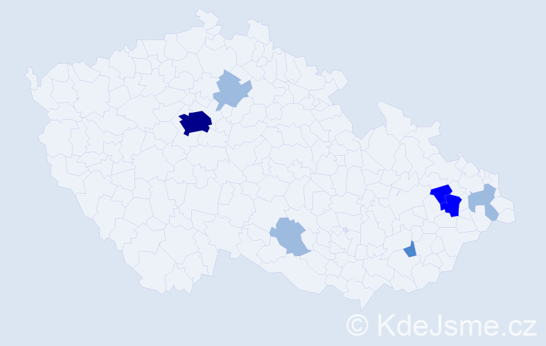 Příjmení: 'Repta', počet výskytů 16 v celé ČR