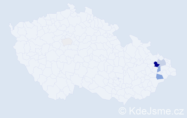 Příjmení: 'Tichopad', počet výskytů 8 v celé ČR