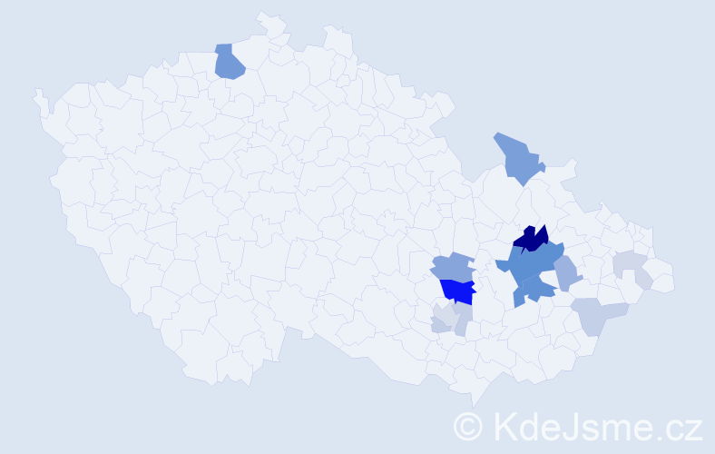 Příjmení: 'Porč', počet výskytů 39 v celé ČR
