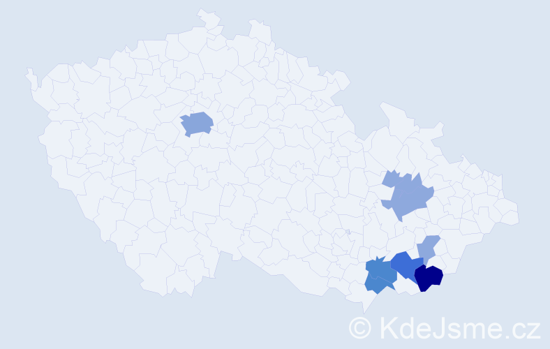 Příjmení: 'Vanďurka', počet výskytů 28 v celé ČR