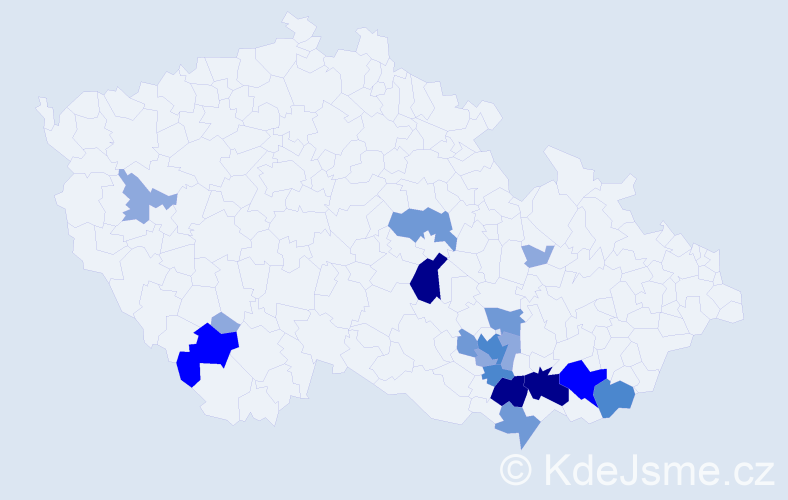 Příjmení: 'Troubilová', počet výskytů 47 v celé ČR