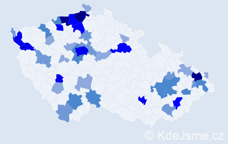 Příjmení: 'Ďurčová', počet výskytů 123 v celé ČR