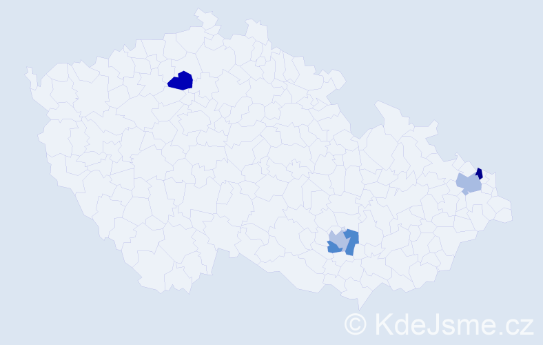 Příjmení: 'Bulas', počet výskytů 5 v celé ČR