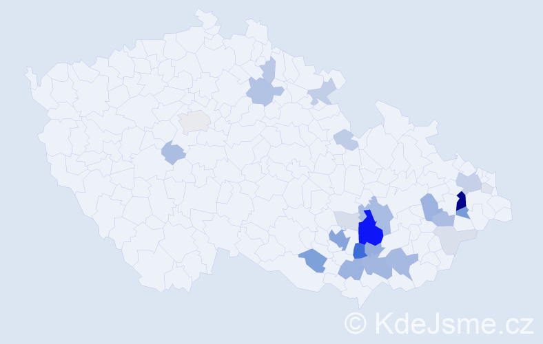 Příjmení: 'Kypr', počet výskytů 91 v celé ČR