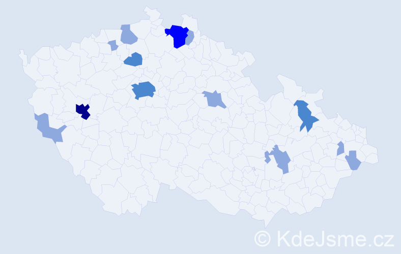 Příjmení: 'Soroka', počet výskytů 23 v celé ČR