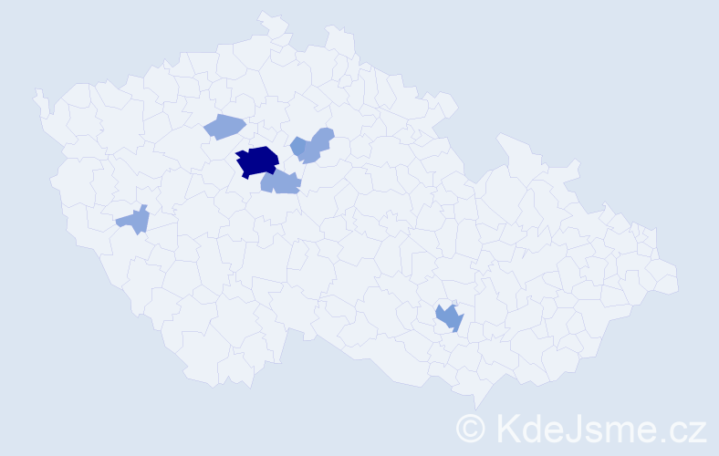 Příjmení: 'Kyclt', počet výskytů 15 v celé ČR