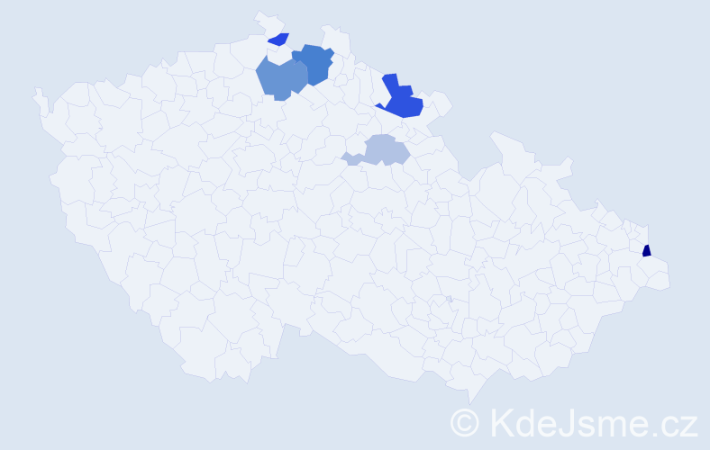Příjmení: 'Béla', počet výskytů 13 v celé ČR