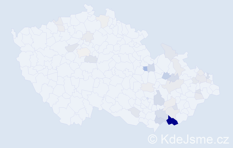 Příjmení: 'Všetula', počet výskytů 121 v celé ČR
