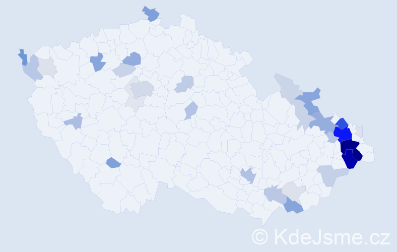Příjmení: 'Chamrádová', počet výskytů 153 v celé ČR